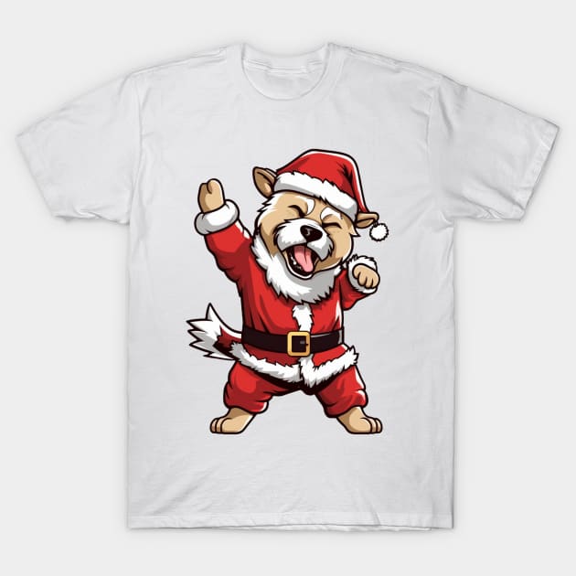 Cartoon Christmas Siberian Husky Dog Dancing T-Shirt by Chromatic Fusion Studio